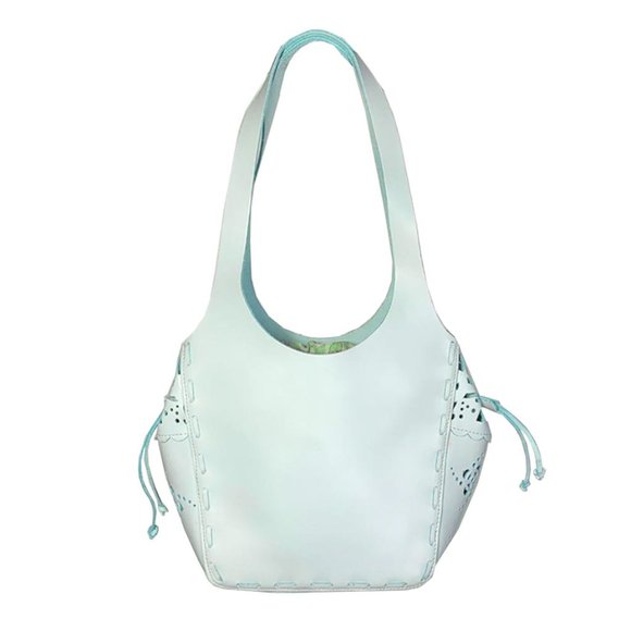 FRANCISCO BIASIA Laser Cut Leather Drawstring Lining Bucket Bag - Picture 2 of 10